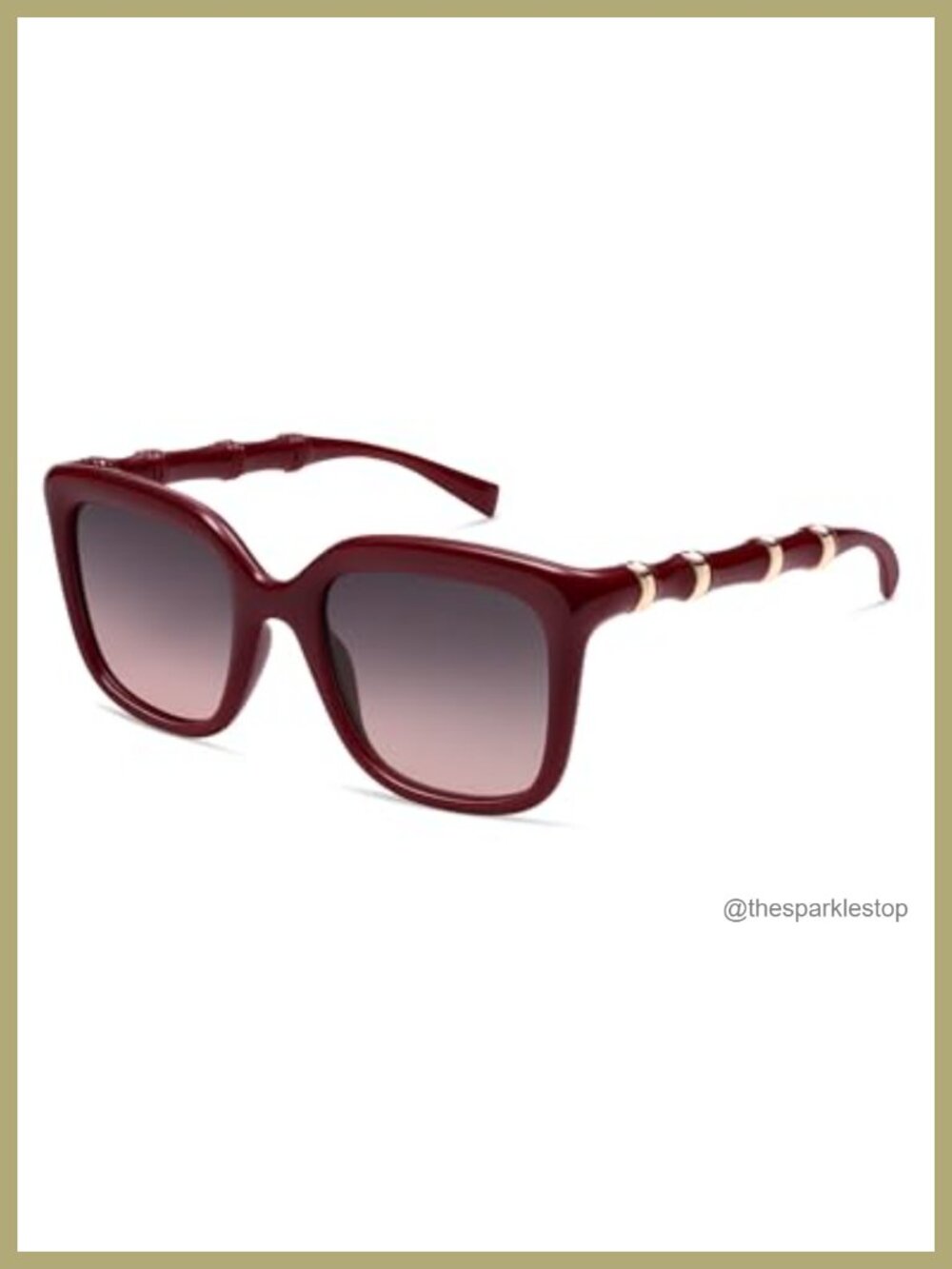 Retro Chunky Square Polarized Sunglasses Bamboo Temple UV400 Unisex